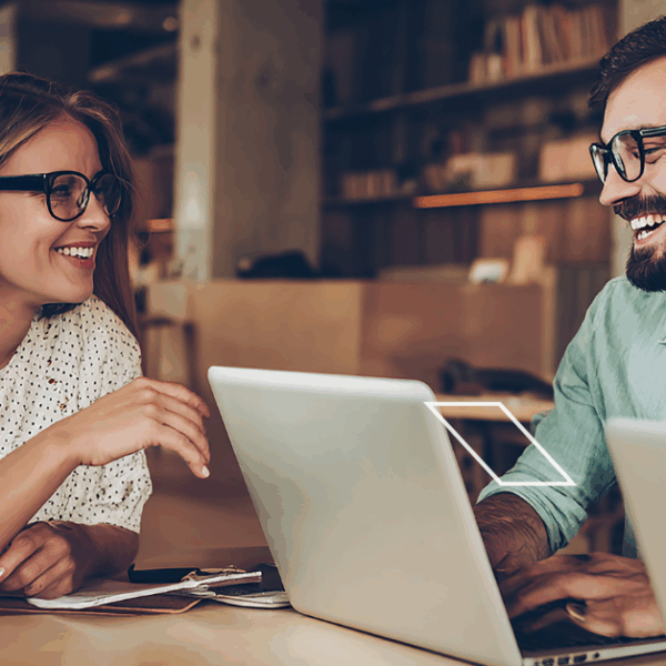 where is domain co. two people working in the office